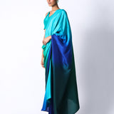 Fringe Pallu Blouse with Ombré Masai Godet Sari