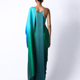 Fringe Pallu Blouse with Ombré Masai Godet Sari