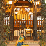 Jessel Taank in Aly Blouse & Beaded ombre Godet Sari