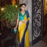 Jessel Taank in Aly Blouse & Beaded ombre Godet Sari