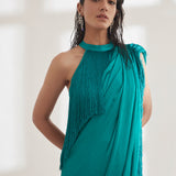 Noor Fringe Sari with Halter Fringe Top