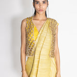 Metallic 2.0 Sari with Vik Blouse and Cropped Honeycomb Jacket