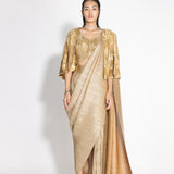 Metallic 2.0 Sari with Milkyway Crossover Top and Wave Cape