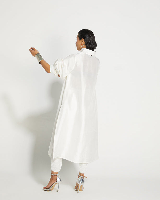 White Kurta set 431-88 Mandarin kurta set summer of 24