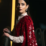 Radhikka Madan in Essential Jersey Shirt with Alex Waistcoat 2.0 Corp Skirt and Max Cape