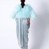 RiRi Blouse with Feather Jacket and Galaxy Sari