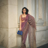 Pavitra Sagar in Sunset Sari with Reef Blouse