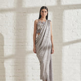 Metallic 2.0 Sari with Coral Bustier