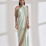 Noor Fringe Sari with Off Shoulder Fringe Top