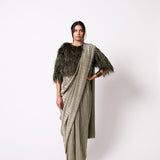 Feather Jacket with AQ Sari