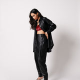 Leather Shacket with Leather Cargo Pants