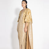 Metallic 2.0 Sari with Milkyway Crossover Top and Wave Cape