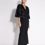 Pleated Dress with Wave Cape