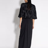 Pleated Dress with Wave Cape